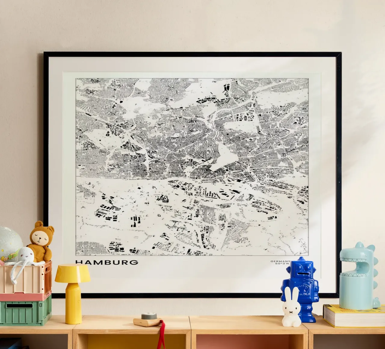 Hamburg poster con telaio in plastica da The Cartography Collection
