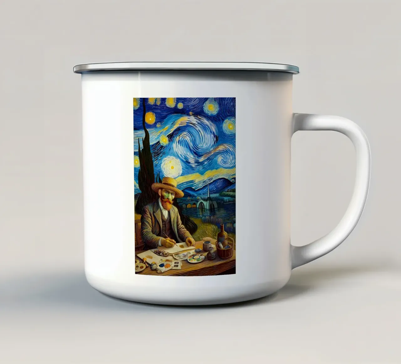 VanGogh Notte stellata tazza in smalto da Adrian Patel