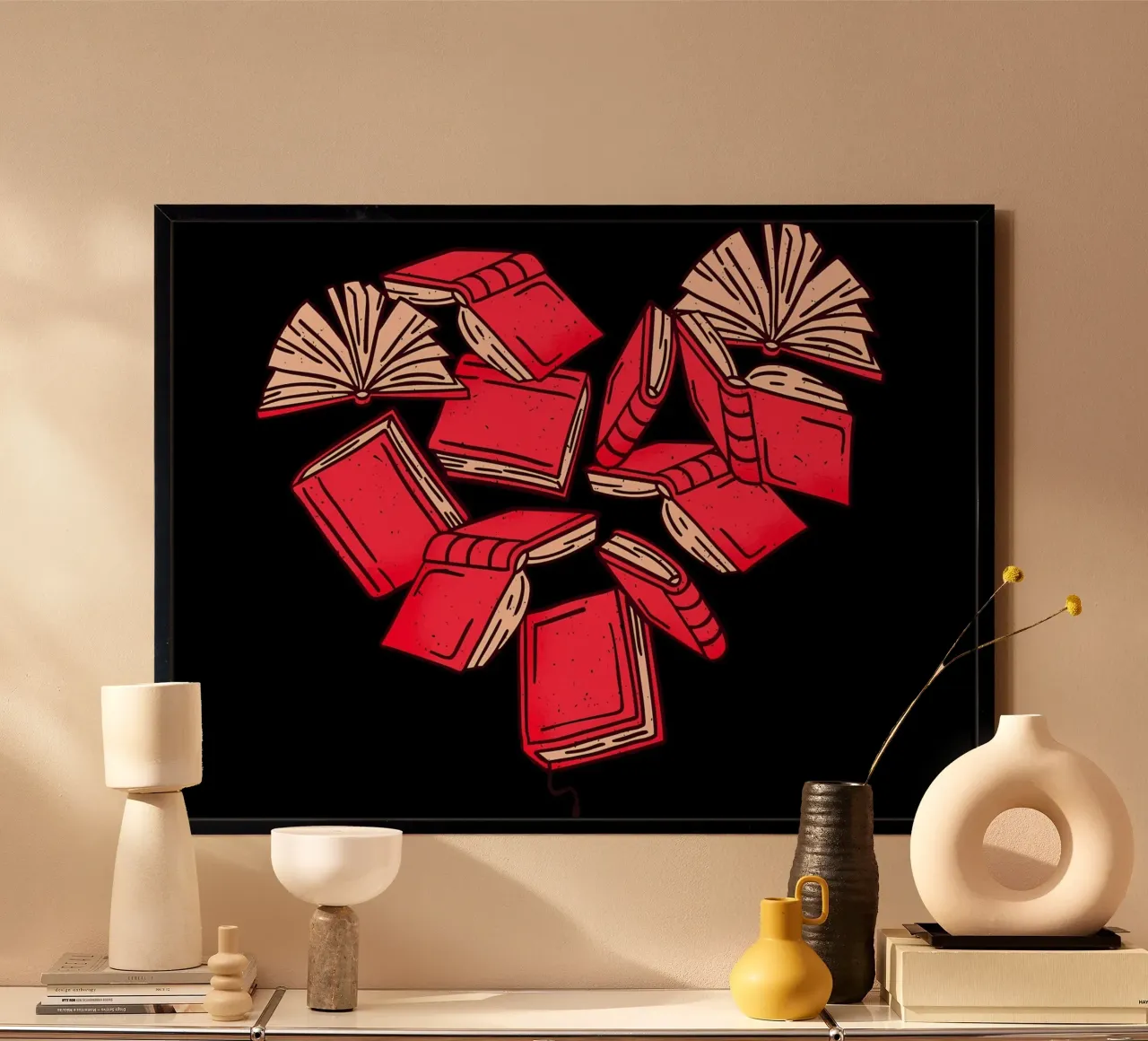 Libri Cuore Leggo l'Amore poster con telaio in plastica da Aiden Garcia