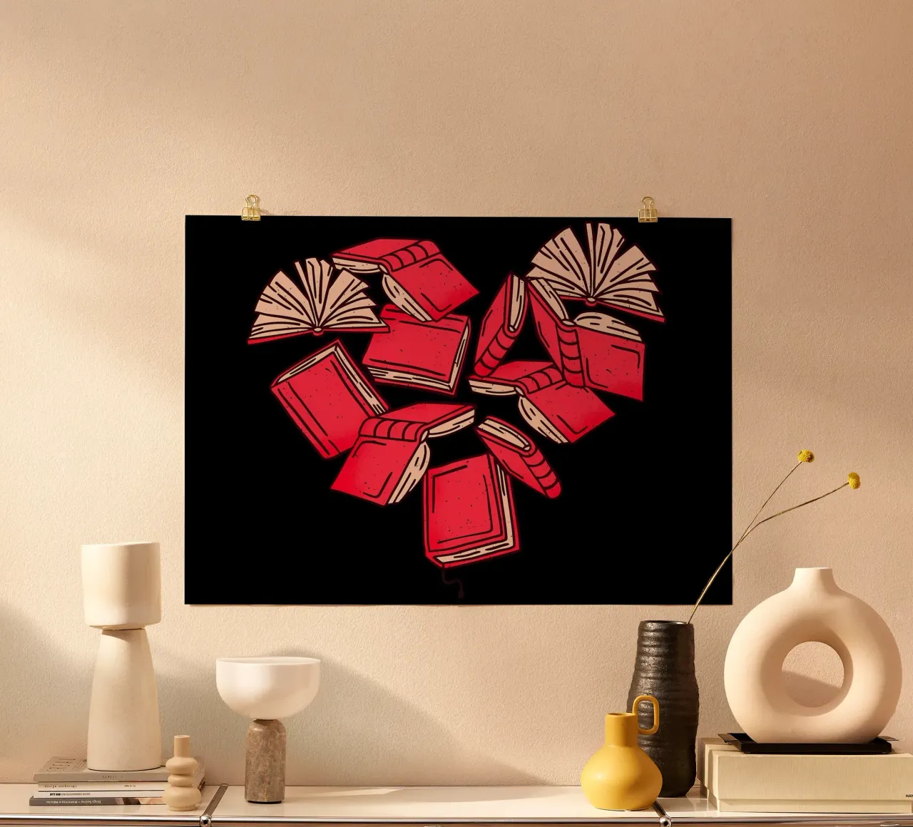 Libri Cuore Leggo l'Amore poster con telaio in plastica da Aiden Garcia