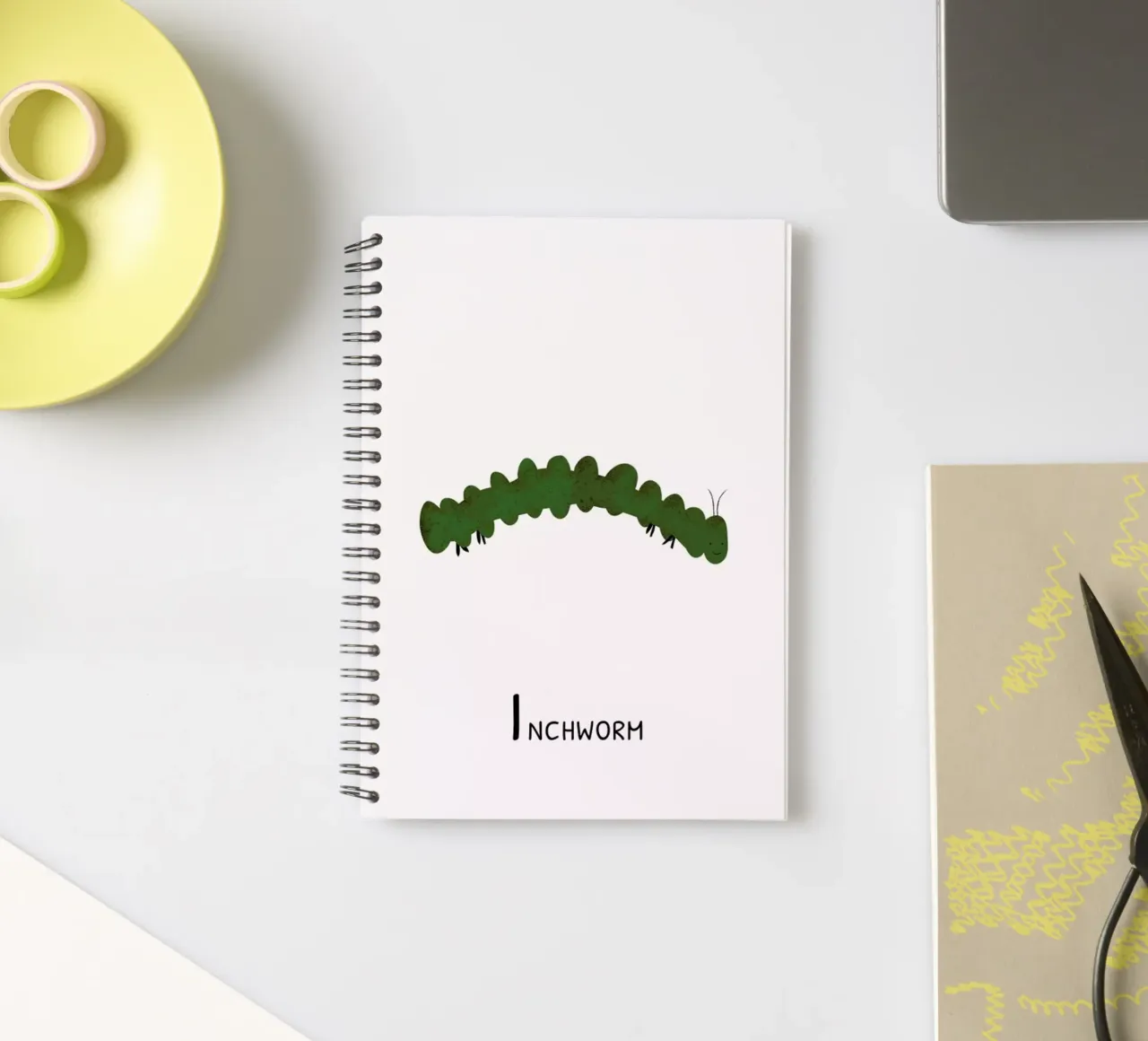 Inchworm spiral notebook by Little Flourishes