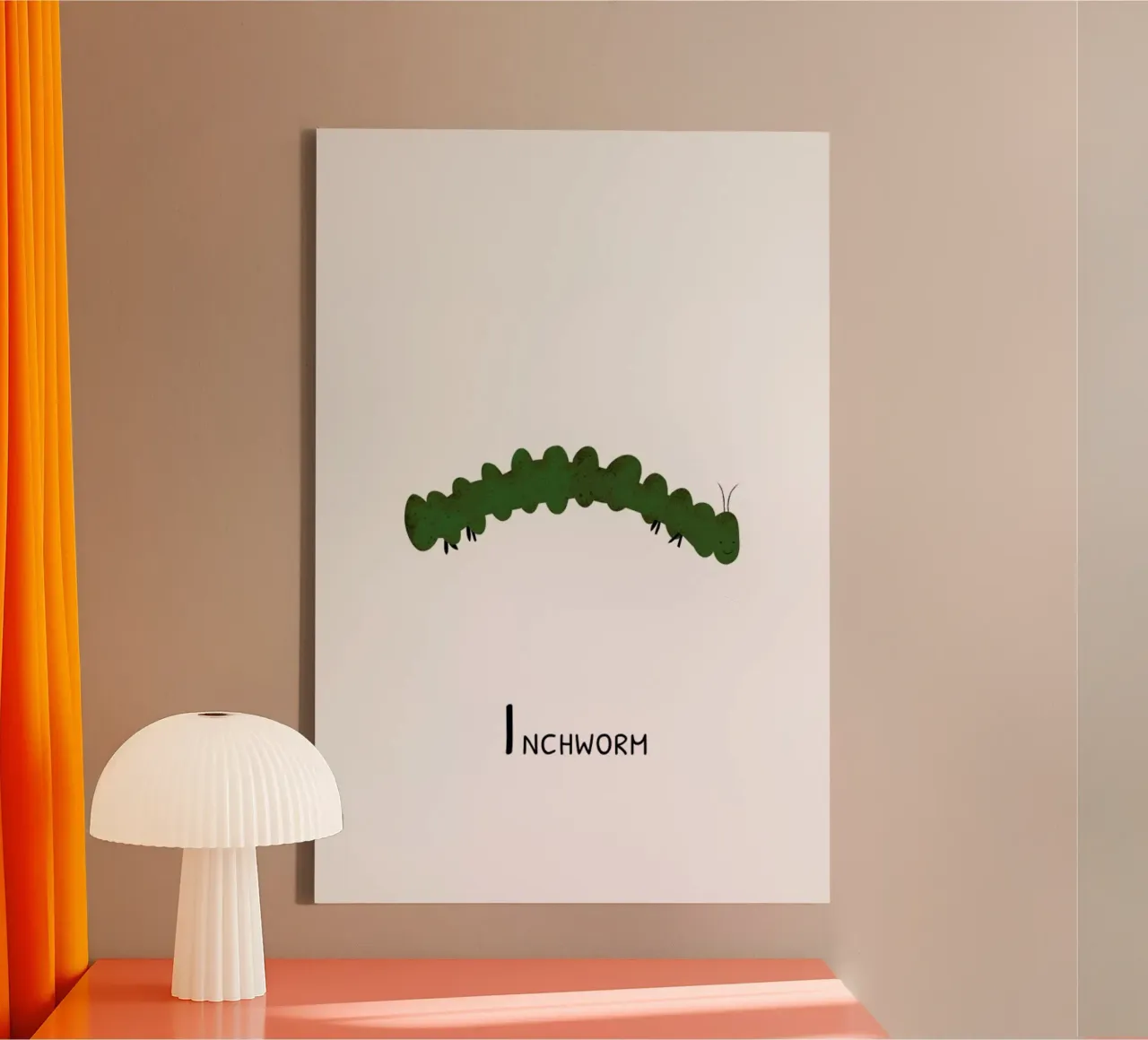 Inchworm canvas by Little Flourishes