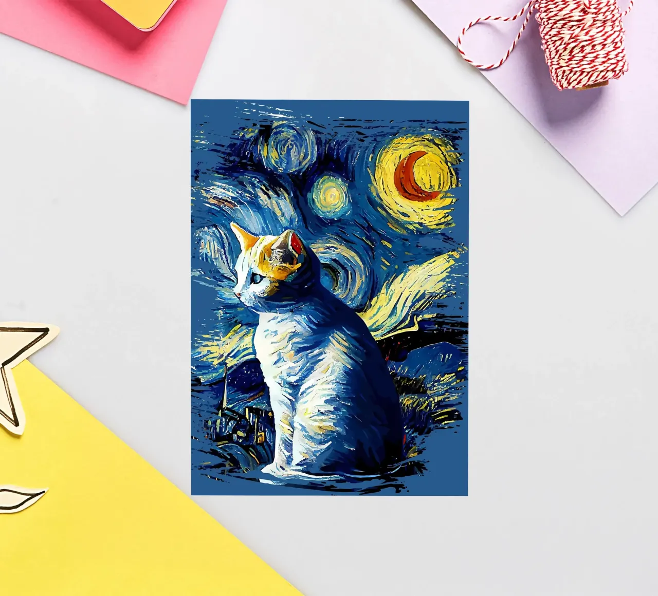 Starry Night Cat sticker by Adrian Patel