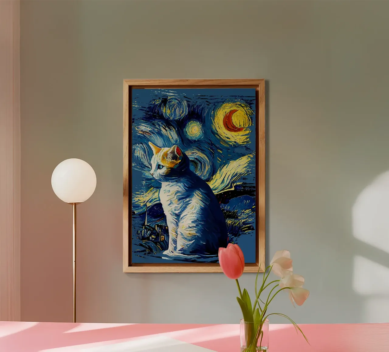 Gatto notturno stellato alluminio dibond da Adrian Patel