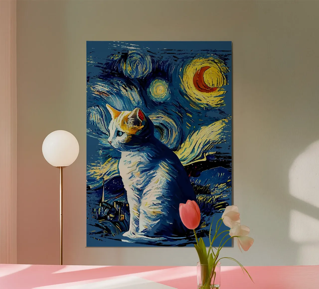 Gatto notturno stellato alluminio dibond da Adrian Patel