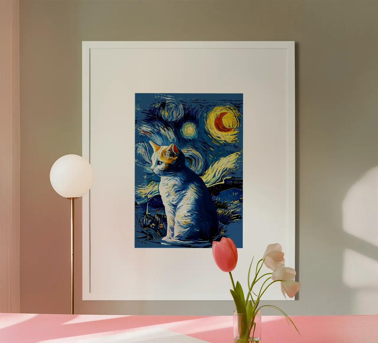 Starry Night Cat poster by Adrian Patel