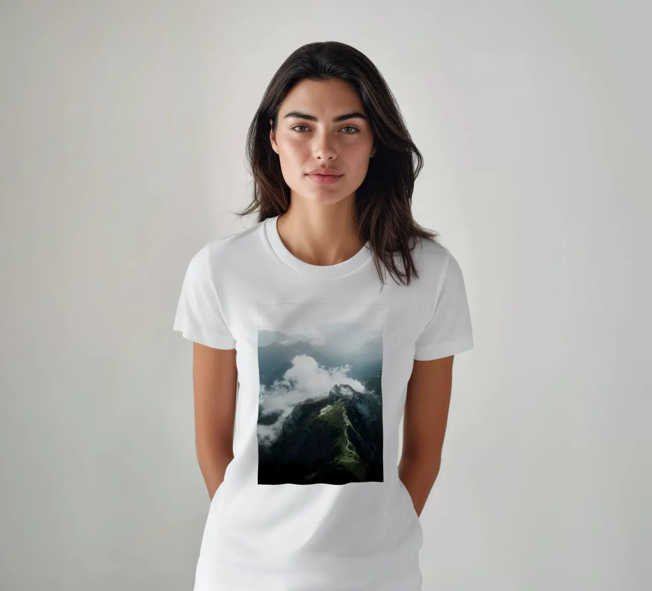 Mountain with clouds t-shirt by Matthew Katz