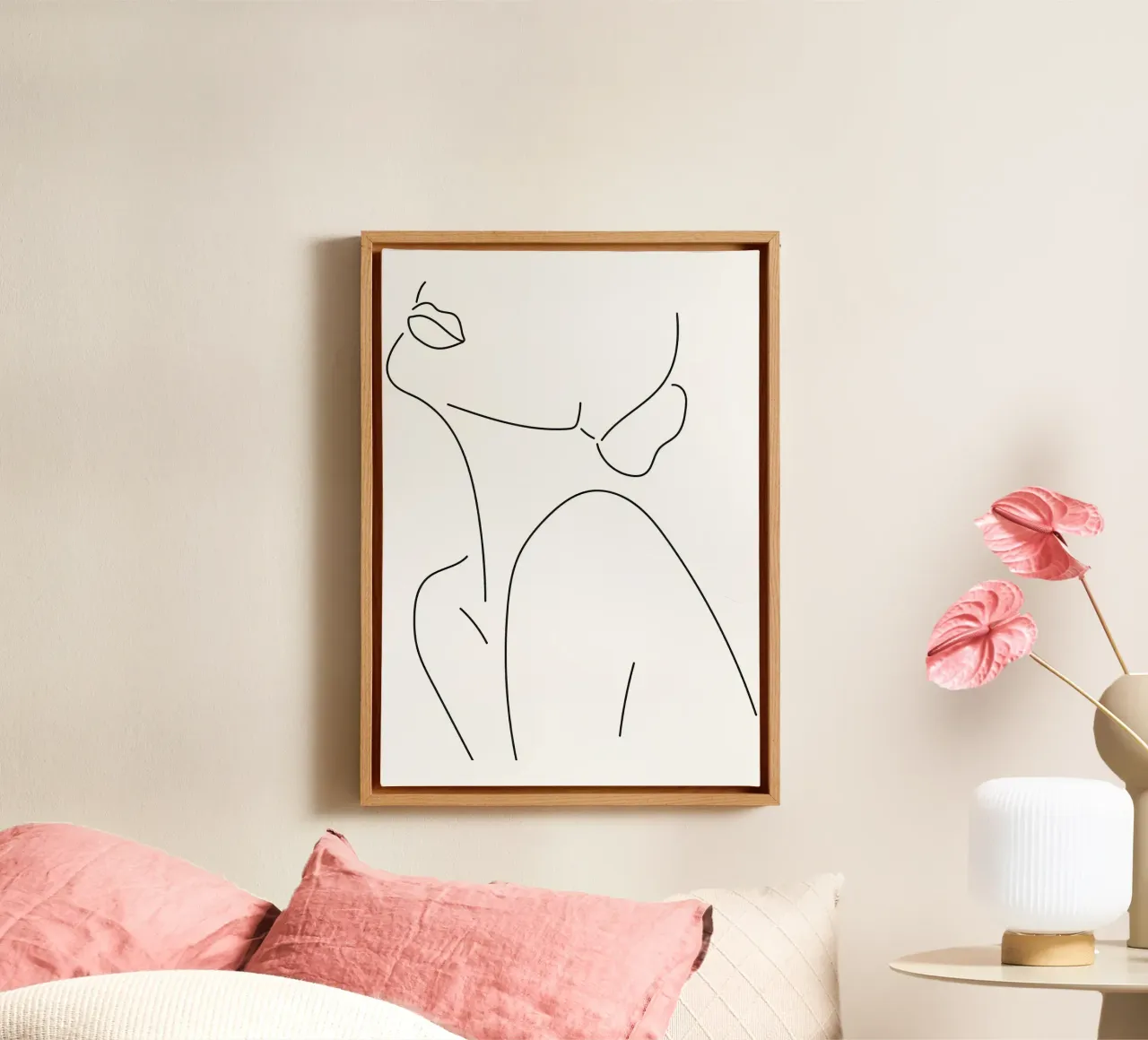 One Line Art Vrouw canvas met Baklijst van Aiden Garcia