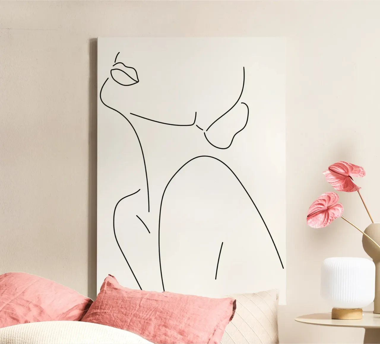 One Line Art Vrouw canvas met Baklijst van Aiden Garcia