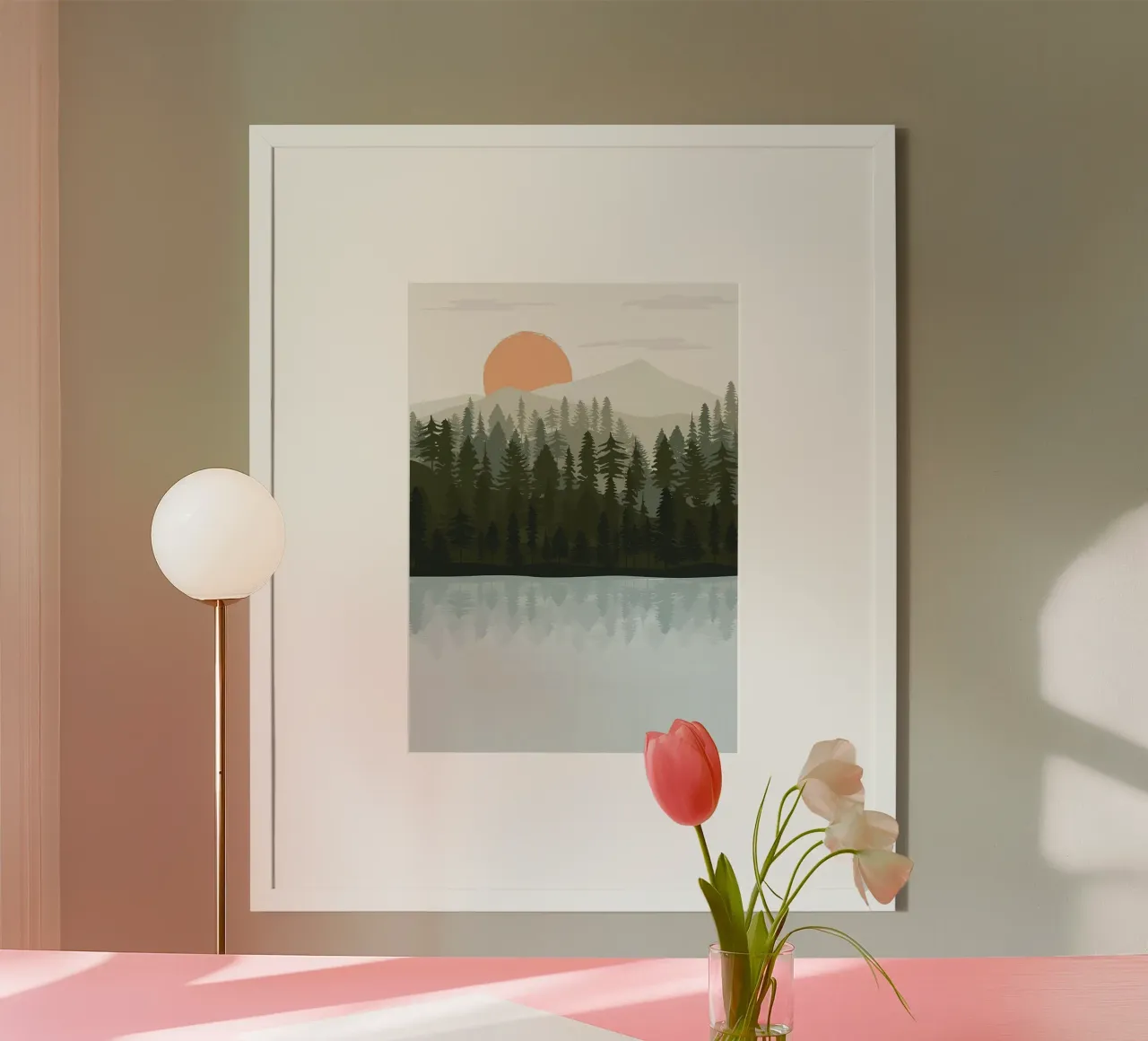 Il sole tramonta sulla montagna poster con telaio in alluminio da Bartosz Powalka