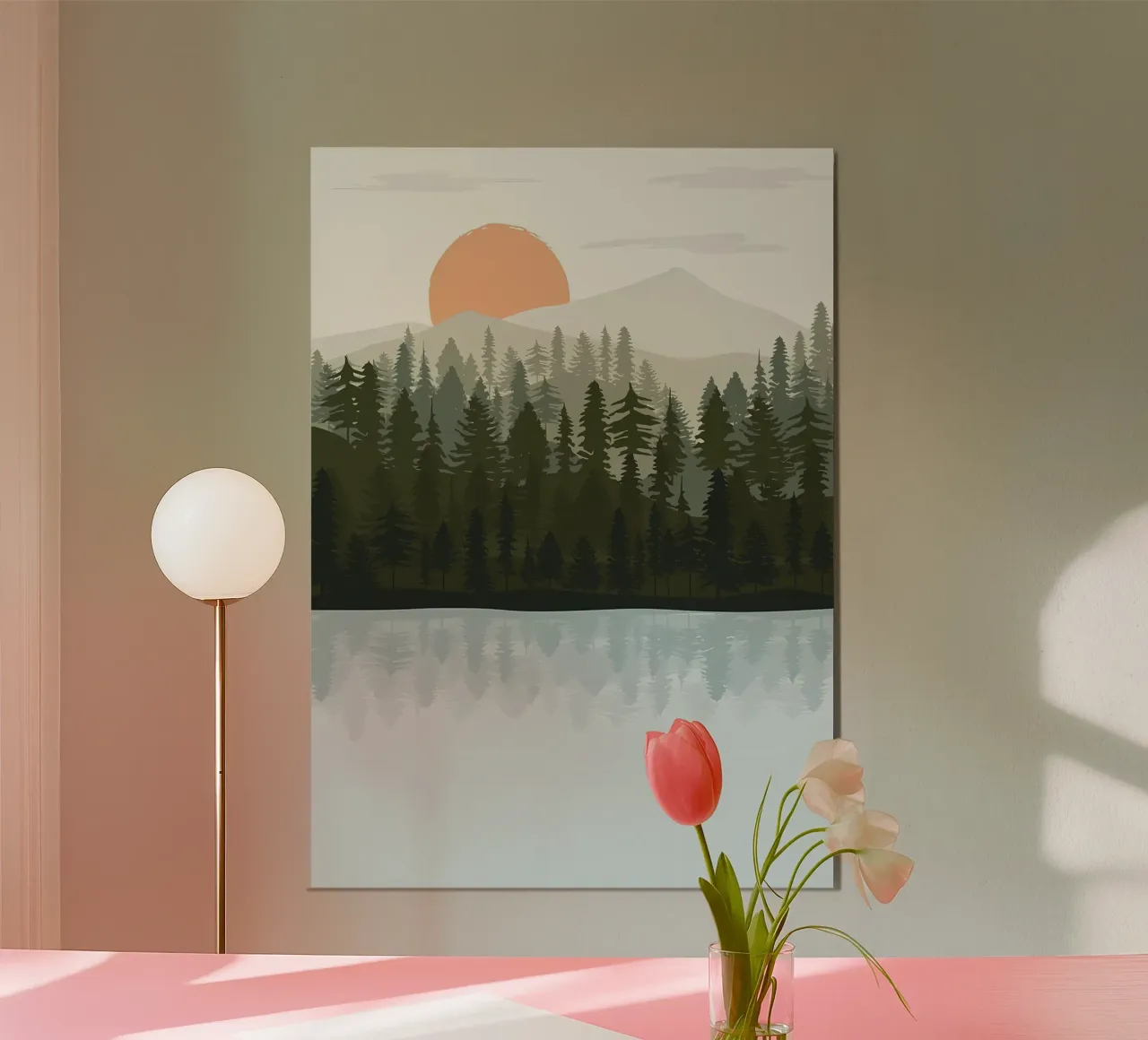 Il sole tramonta sulla montagna poster con telaio in alluminio da Bartosz Powalka