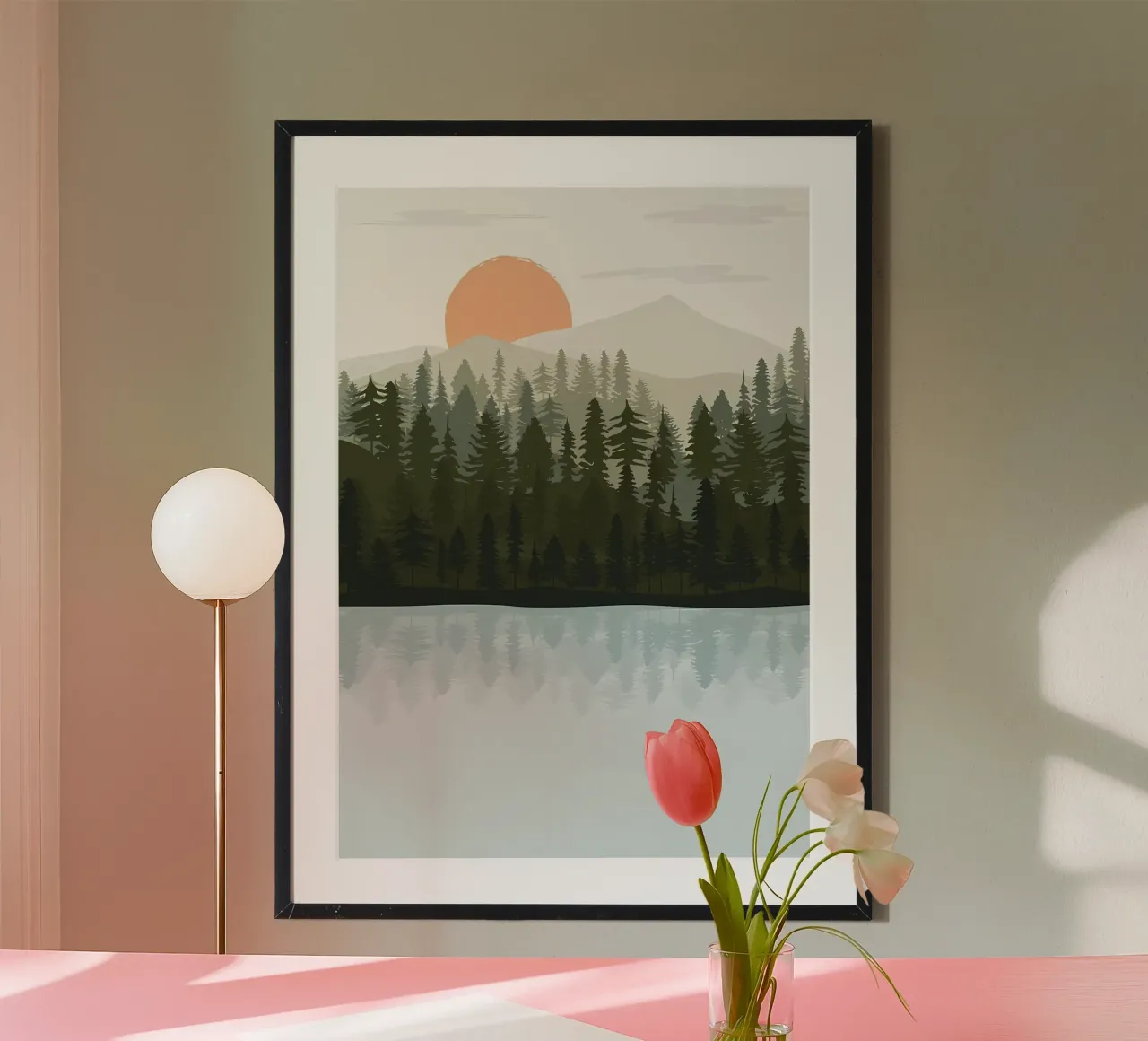 Il sole tramonta sulla montagna poster con telaio in alluminio da Bartosz Powalka