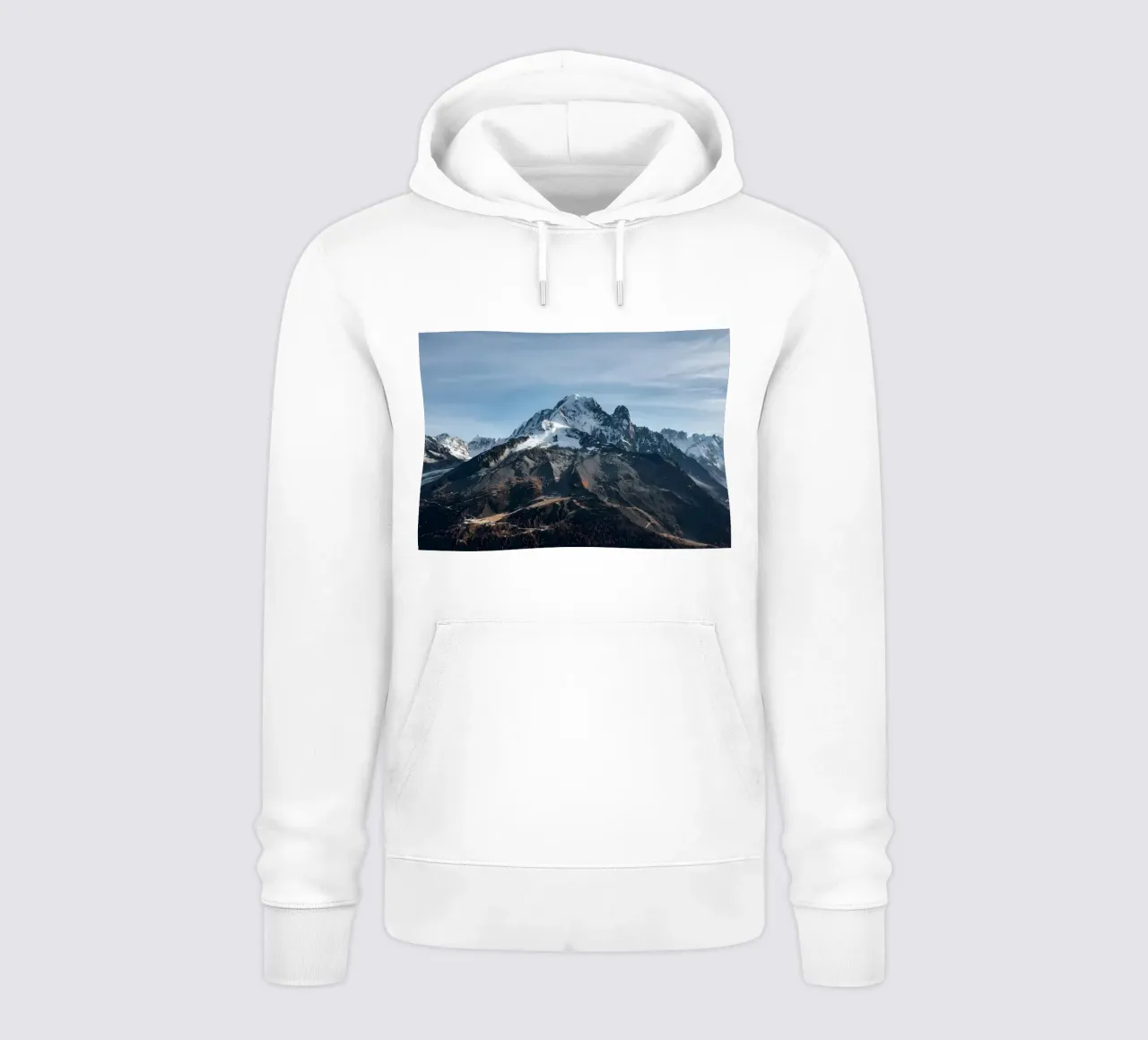 Picco innevato a Chamonix Mont-blanc felpa con cappuccio da Matthew Katz