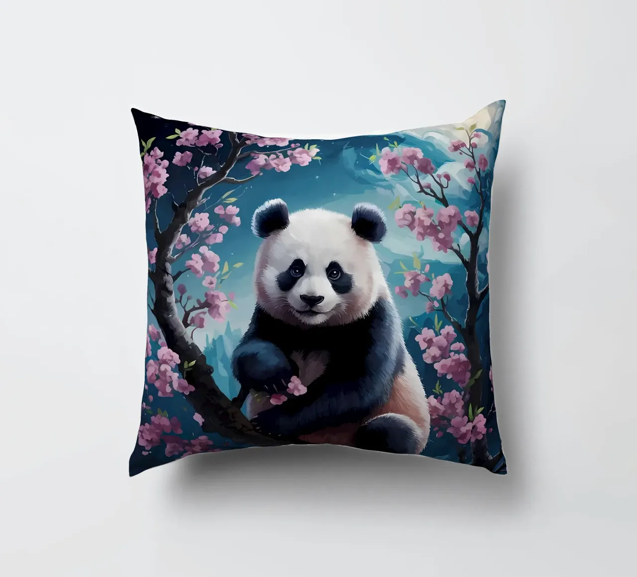 Panda in fiore di ciliegio cuscino da Adrian Patel