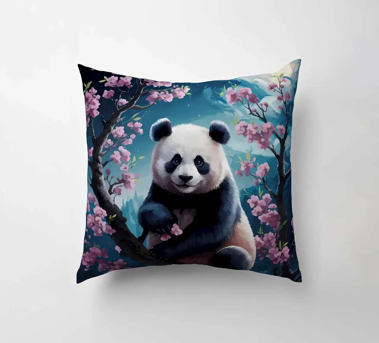 Panda in fiore di ciliegio cuscino da Adrian Patel
