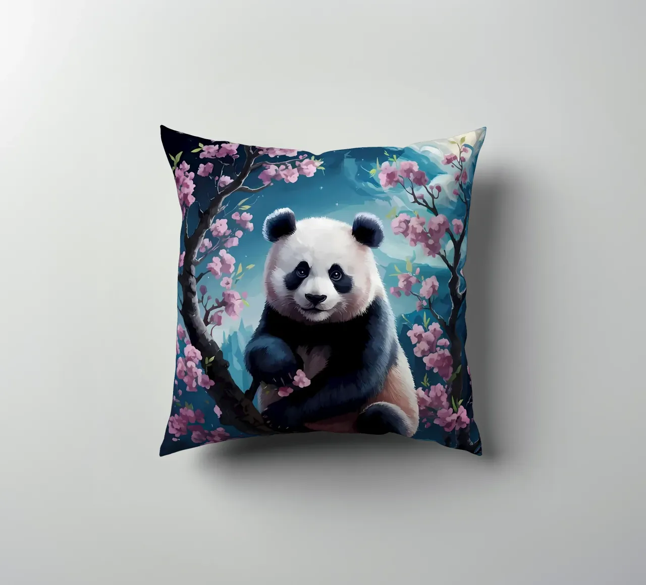 Panda in fiore di ciliegio cuscino da Adrian Patel