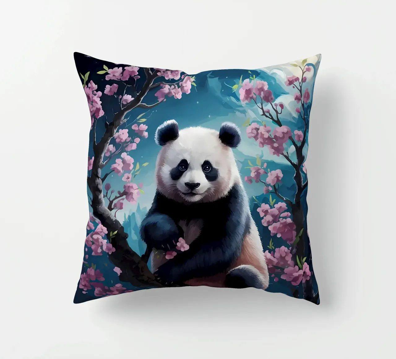 Panda in fiore di ciliegio cuscino da Adrian Patel