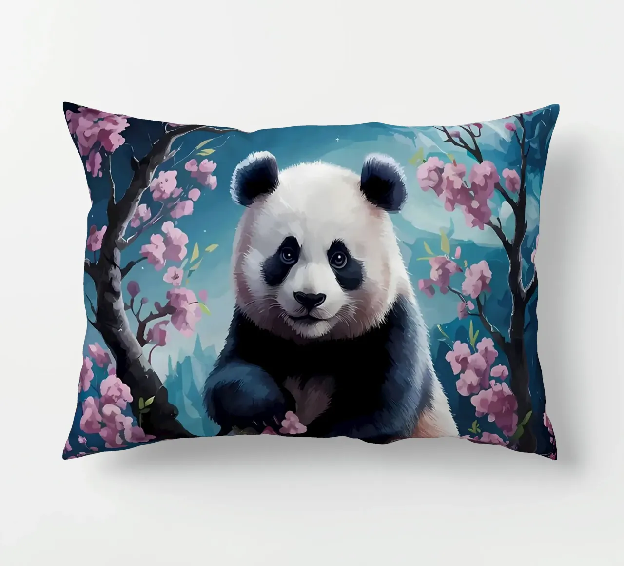 Panda in fiore di ciliegio cuscino da Adrian Patel