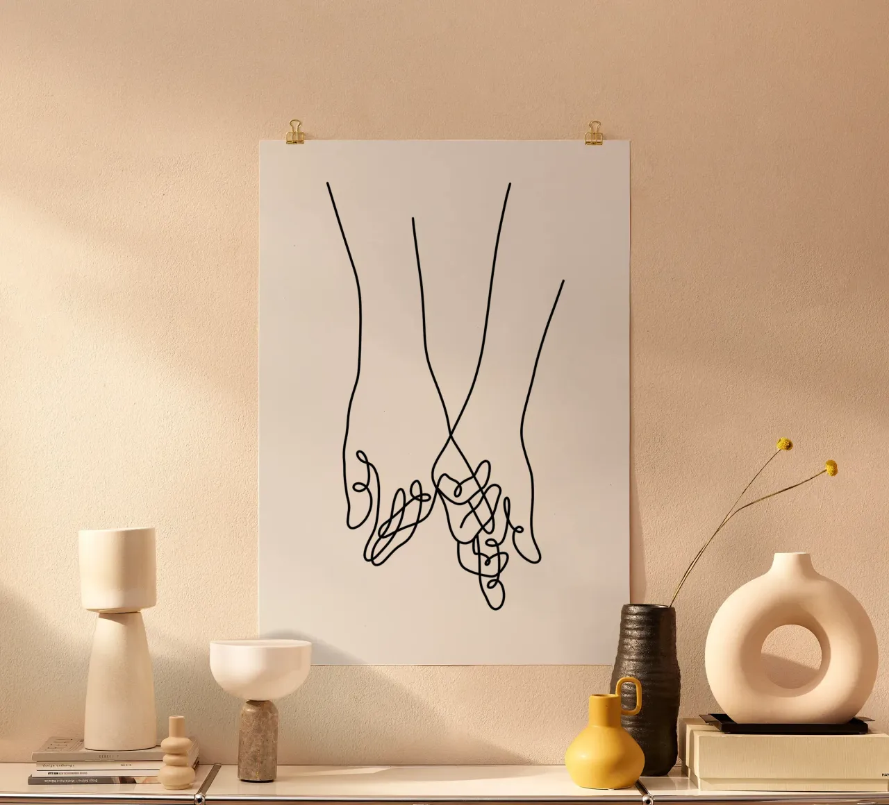 Line art poster con telaio in legno da Aiden Garcia