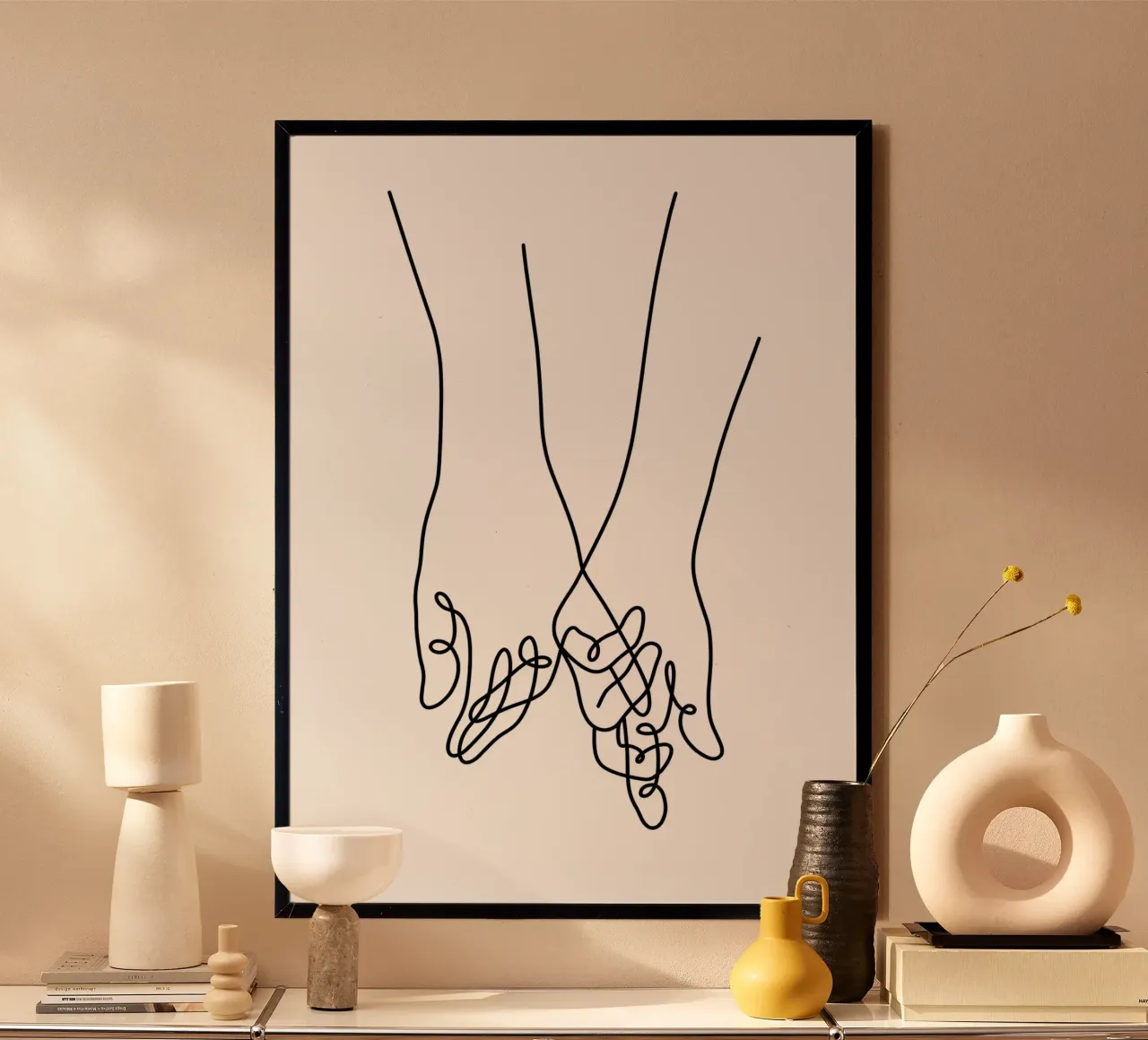 Line art poster con telaio in legno da Aiden Garcia