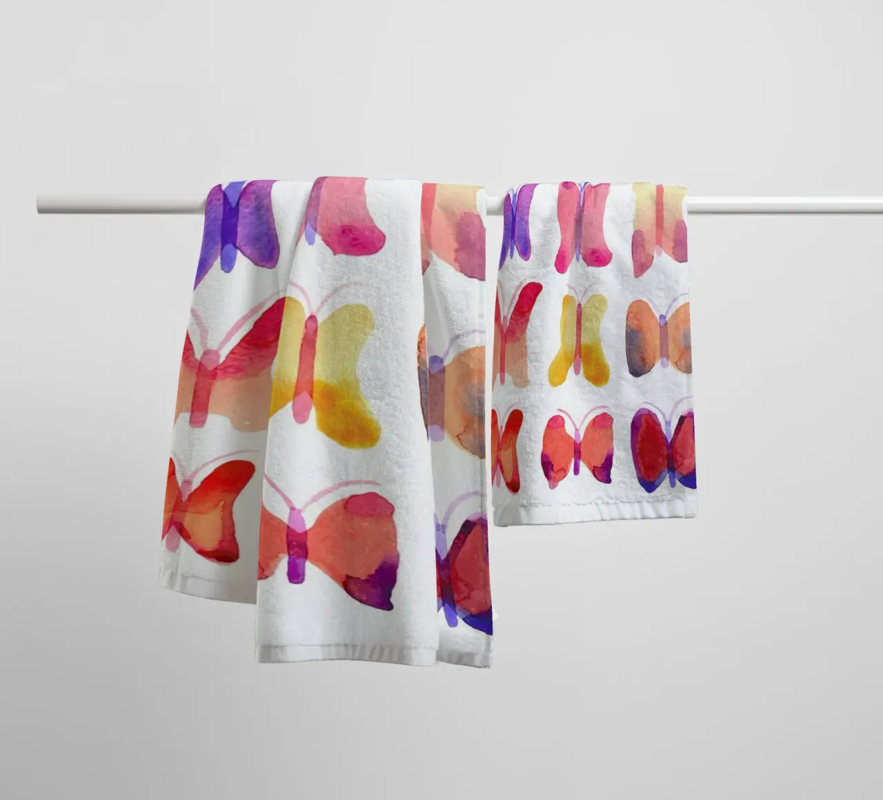 Watercolour Butterflies towel by Little Flourishes