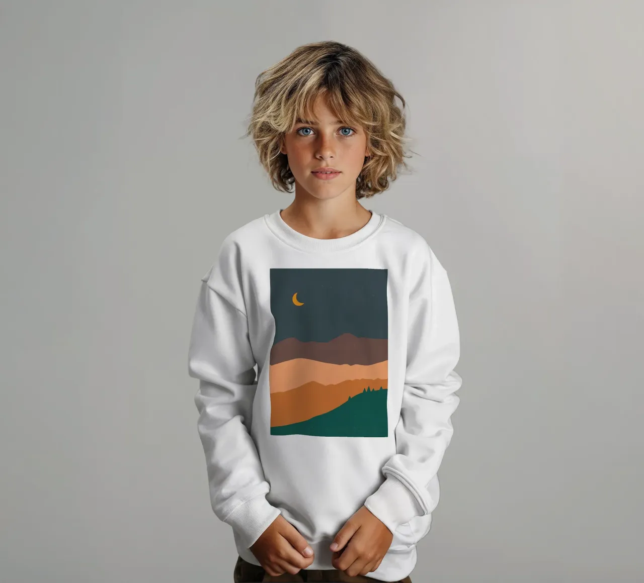 Paesaggio minimalista notturno felpa bambino da Bartosz Powalka