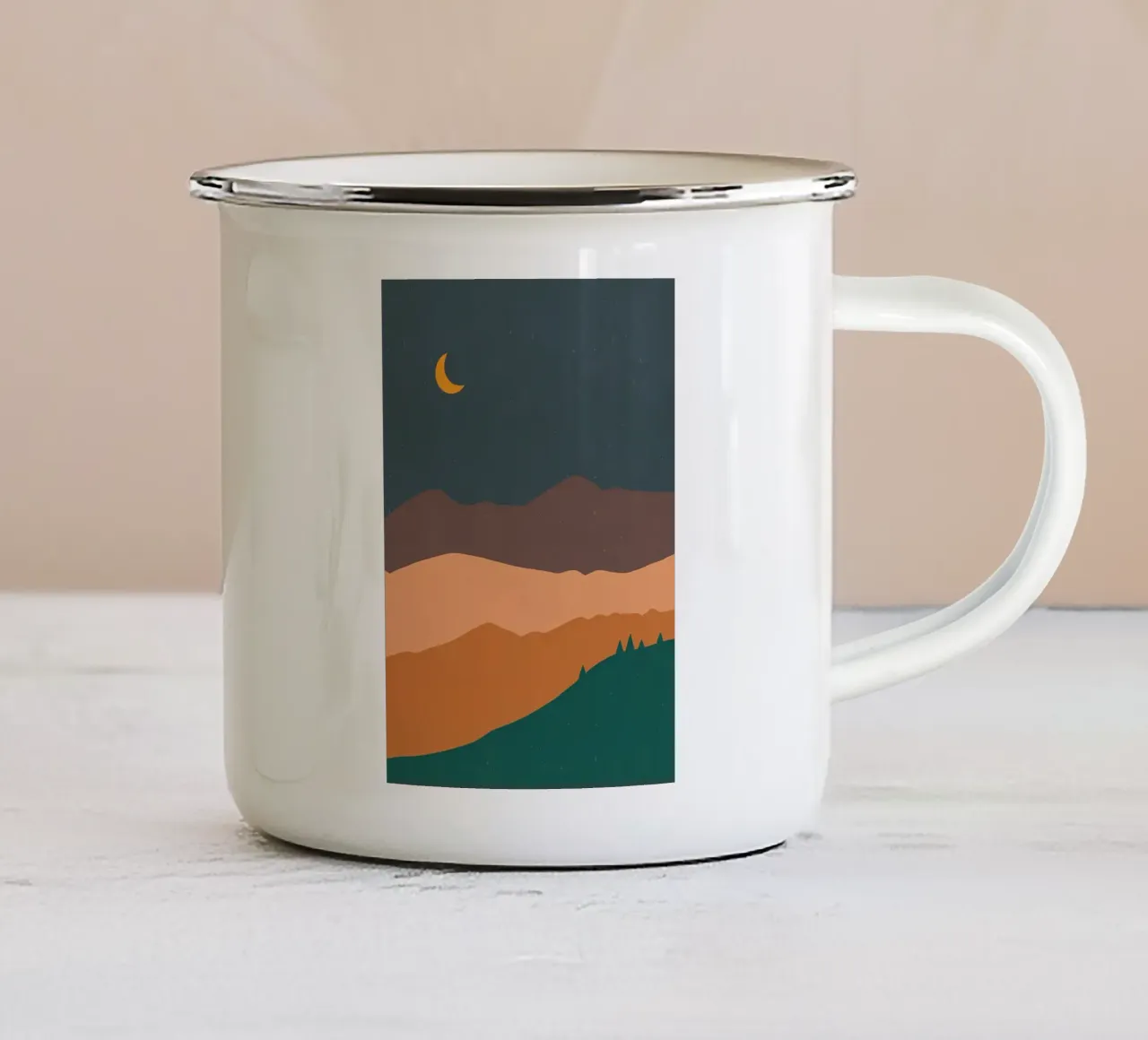 Paesaggio minimalista notturno tazza in smalto da Bartosz Powalka