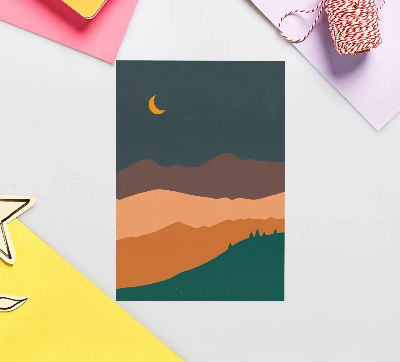 Paesaggio minimalista notturno adesivo da Bartosz Powalka