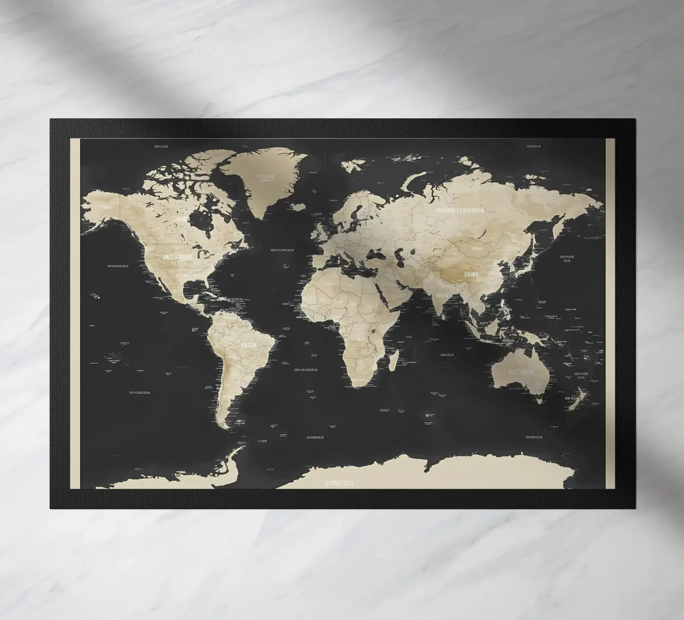 World Map Topographic doormat by Aiden Garcia