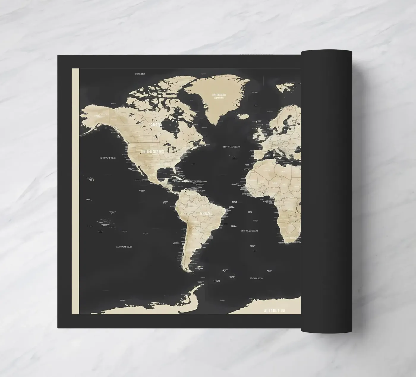 World Map Topographic doormat by Aiden Garcia
