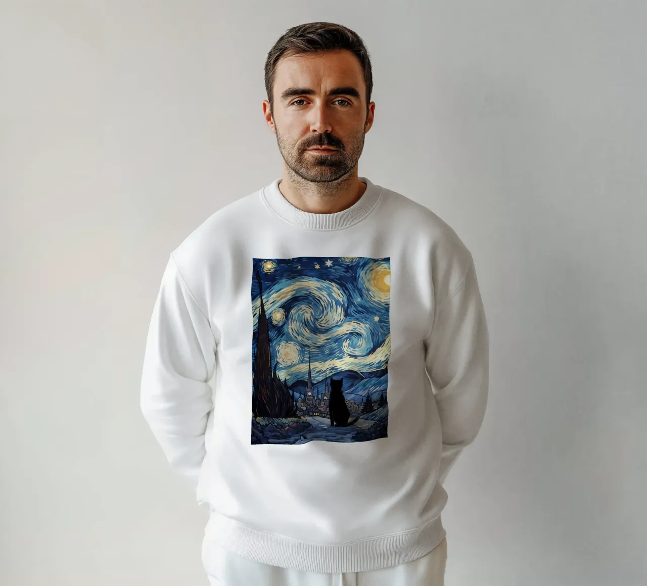 gatto vangogh felpa da Adrian Patel