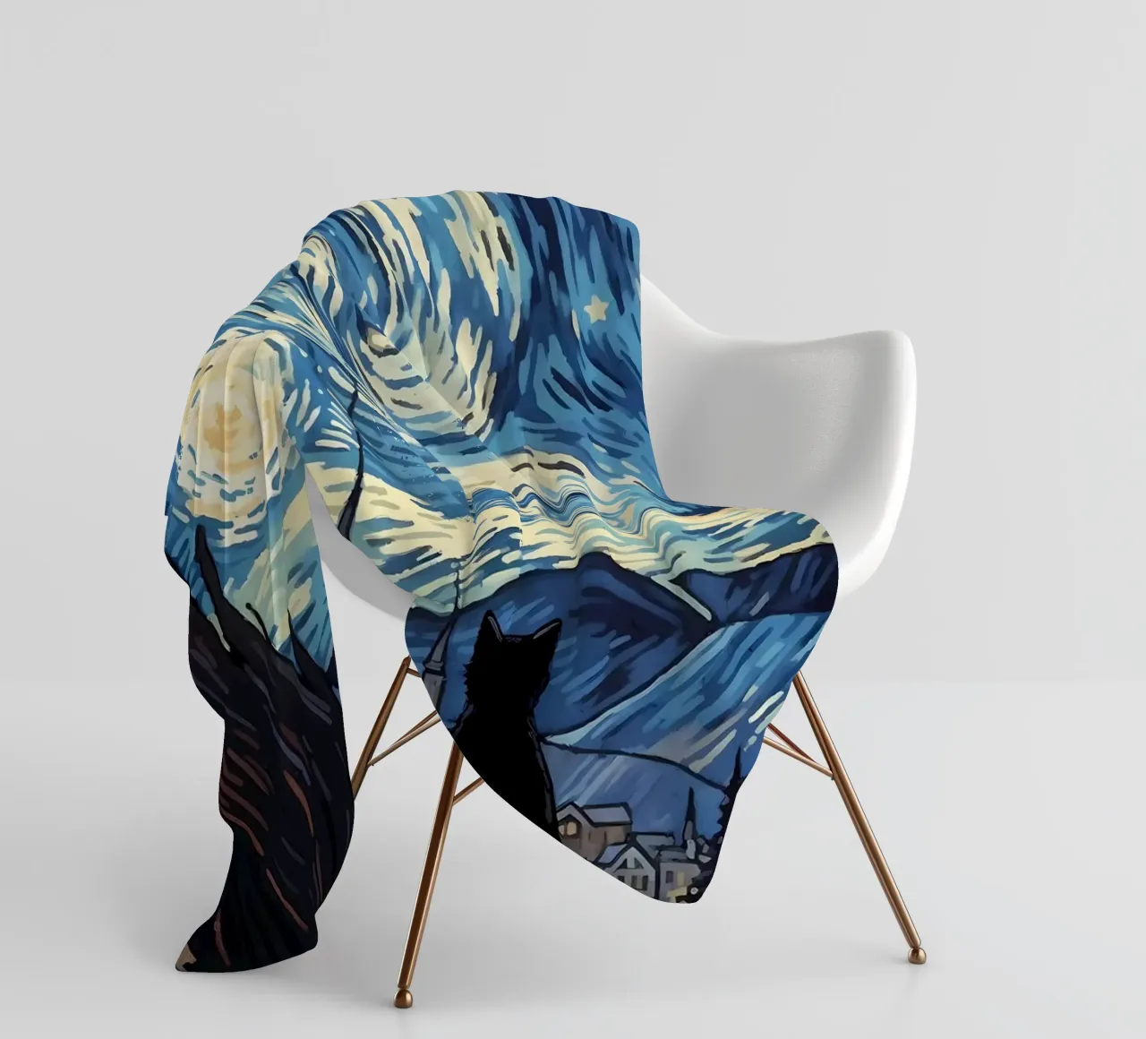 gatto vangogh coperta in pile da Adrian Patel