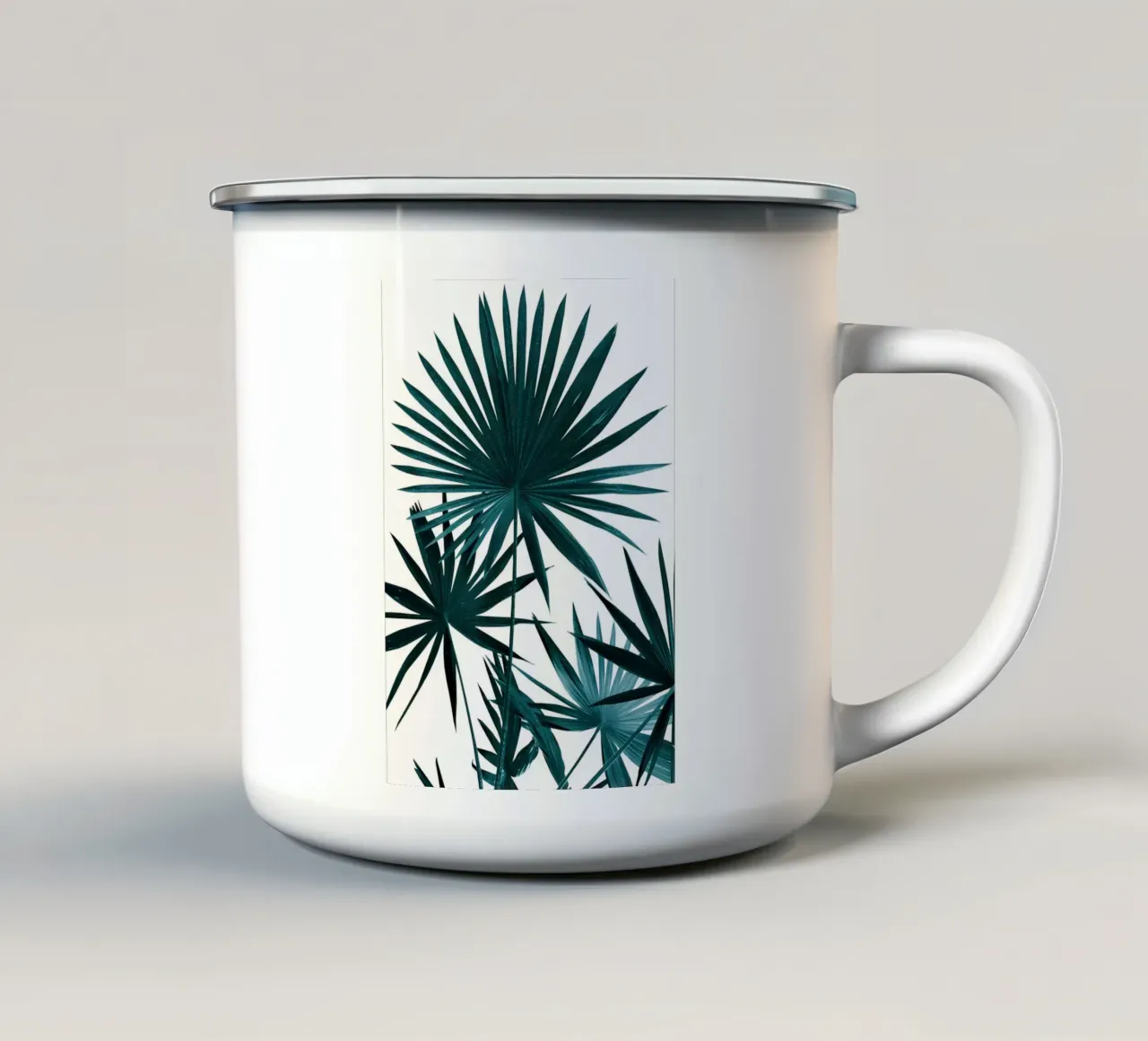 Ventaglio di foglie di palma Jungle 1 tazza in smalto da Nicholas Campbell