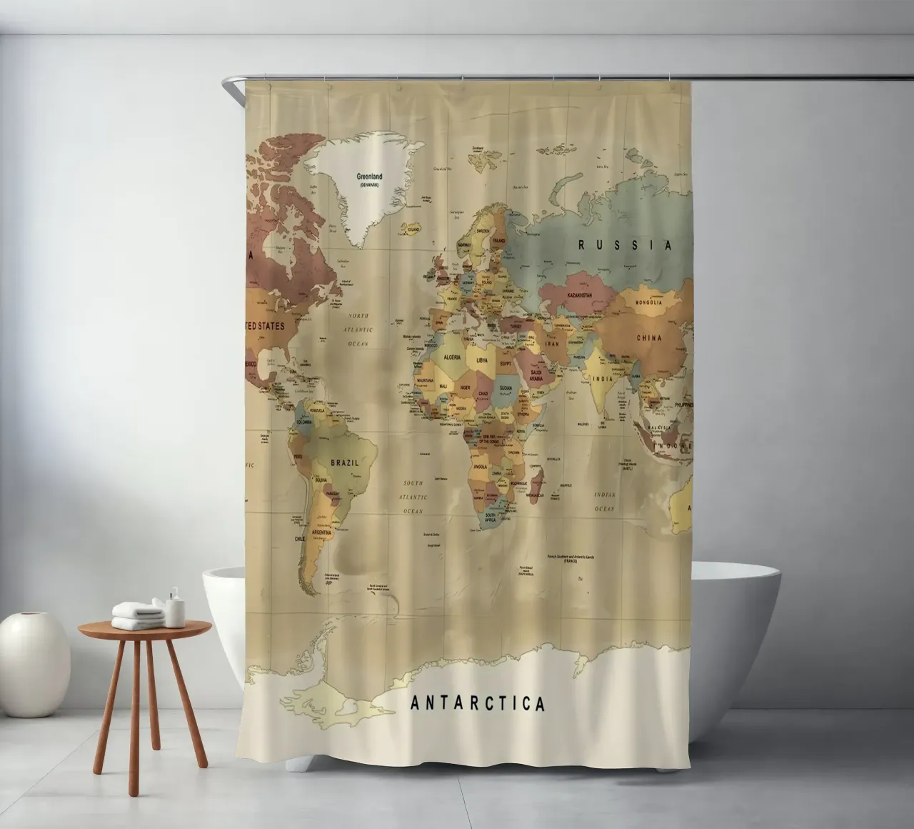Map Of The World shower curtain by Aiden Garcia