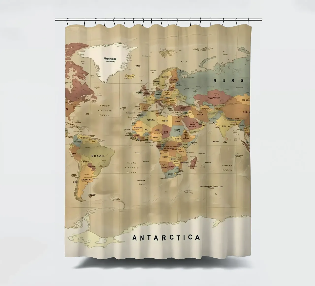 Map Of The World shower curtain by Aiden Garcia