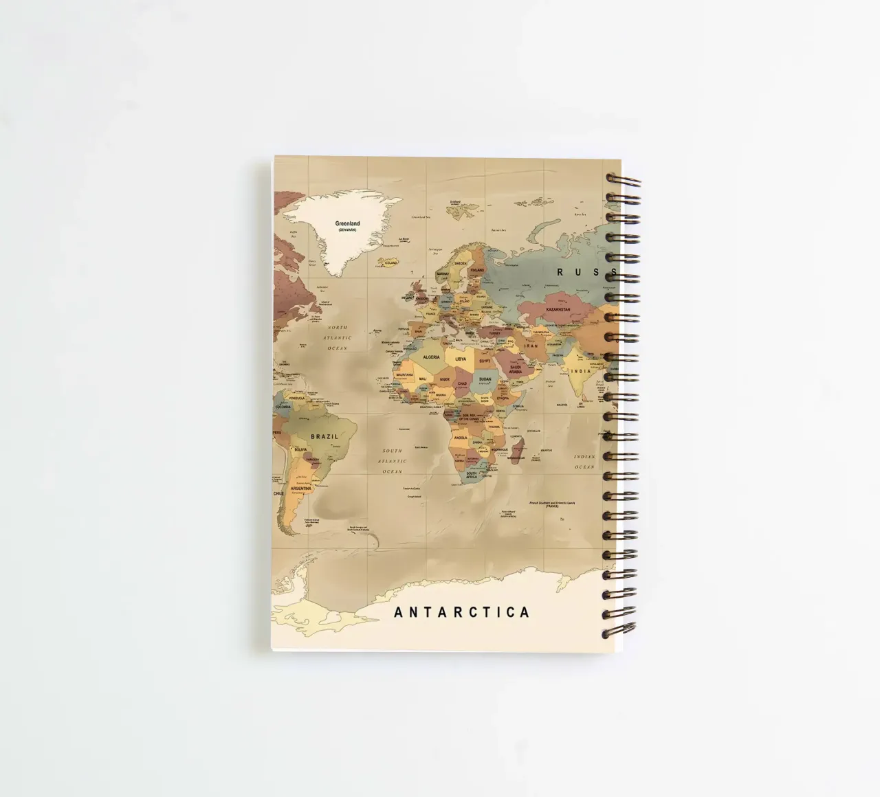 Map Of The World spiral notebook by Aiden Garcia