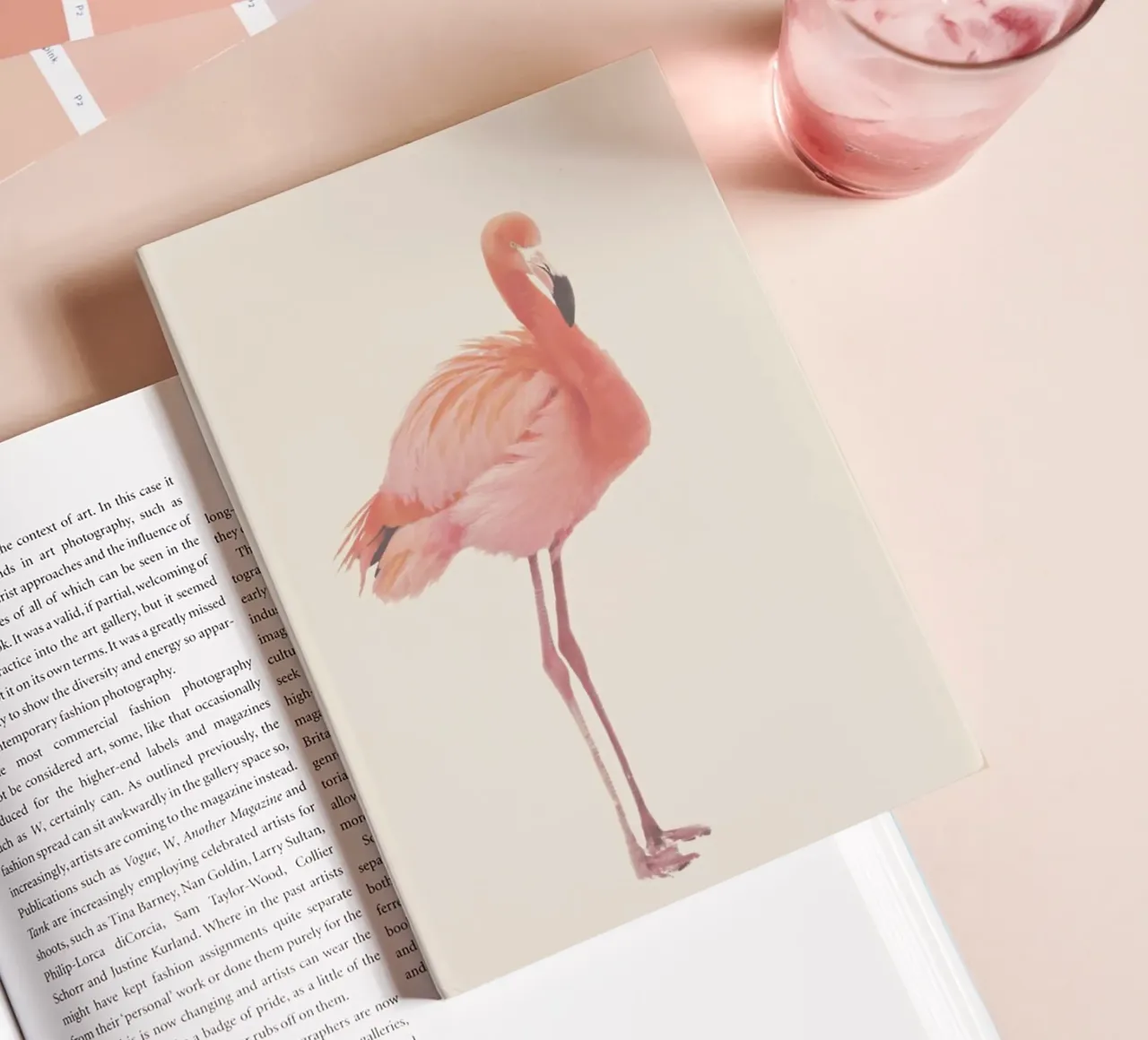 Flamingo in Snow Rose notebook by Monika Strigel