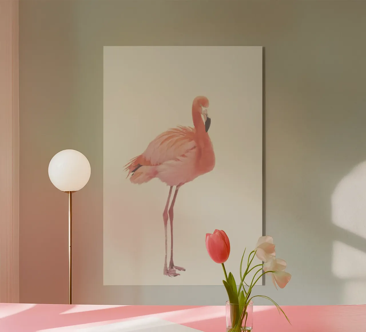 Flamingo in Snow Rose plexiglass da Monika Strigel
