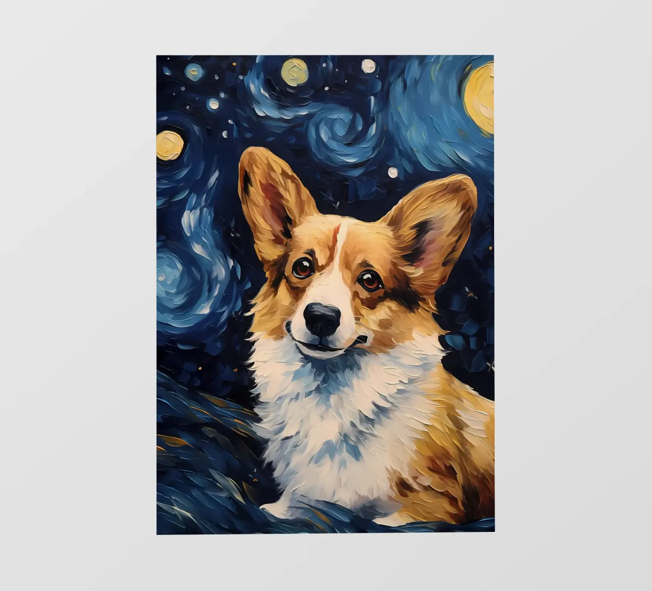 Welsh Corgi Van Gogh backlit folie van Adrian Patel