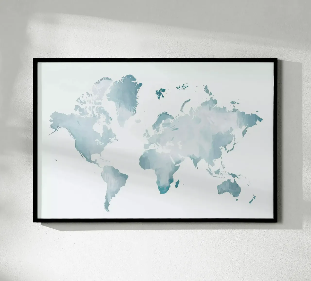 World Map Watercolour poster con telaio in alluminio da The Cartography Collection