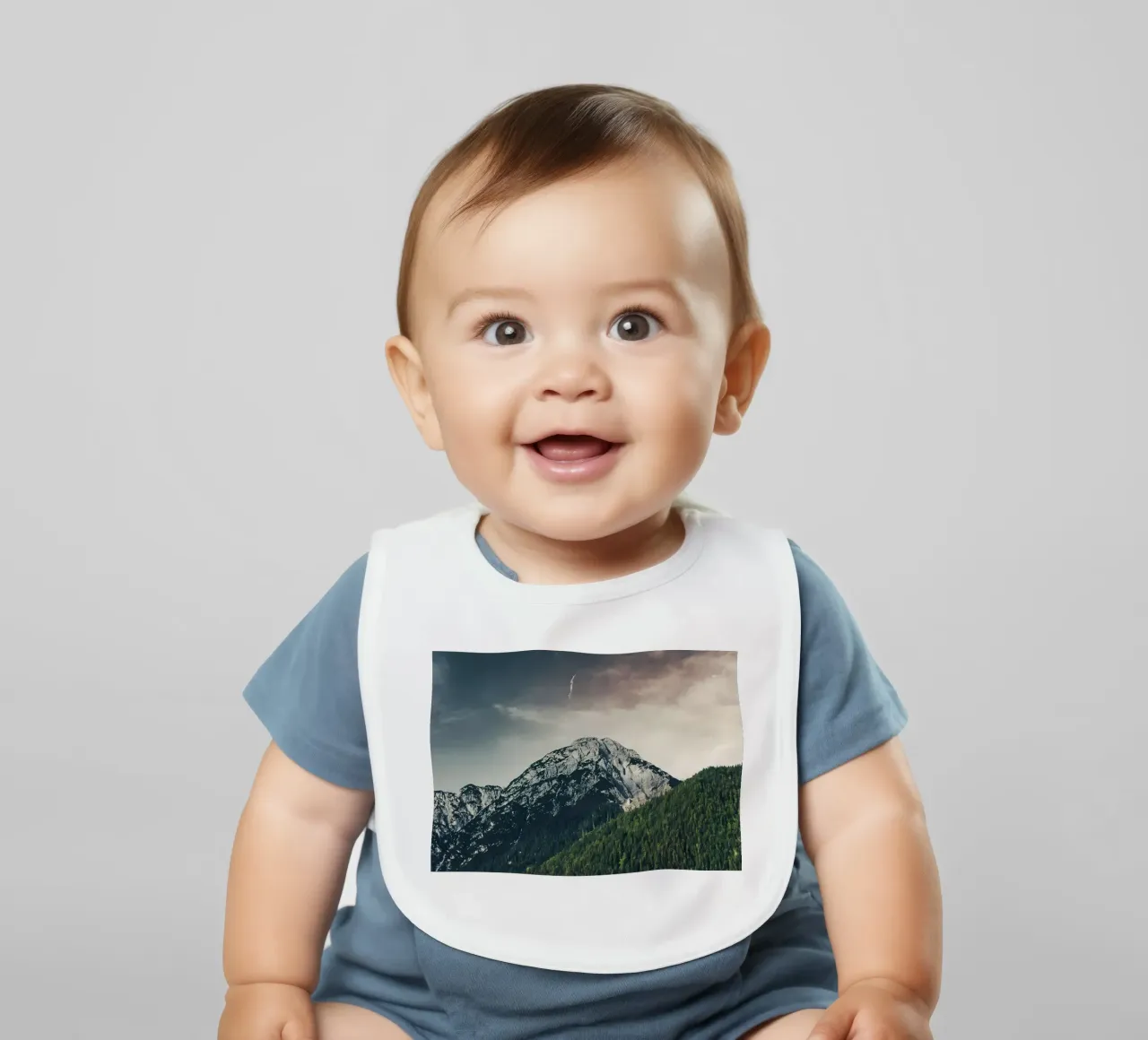 Dramatic Mountain baby bib by Matthew Katz