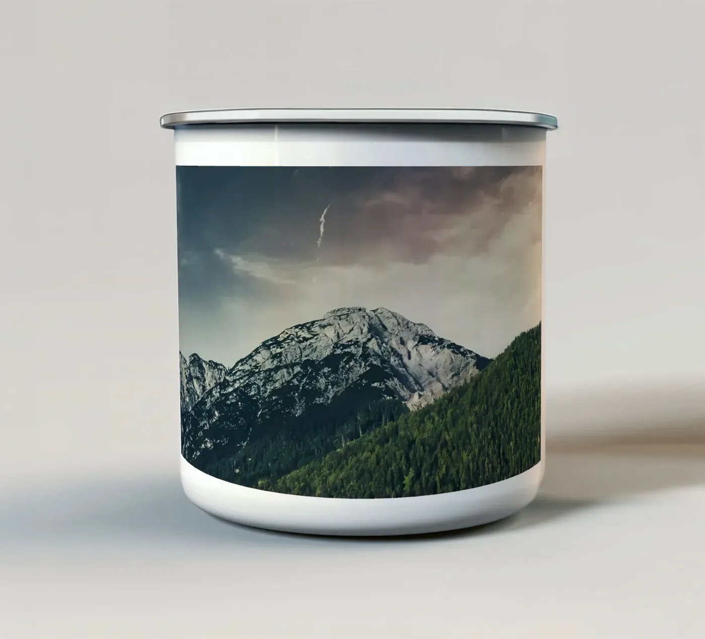 Dramatic Mountain enamel mug by Matthew Katz