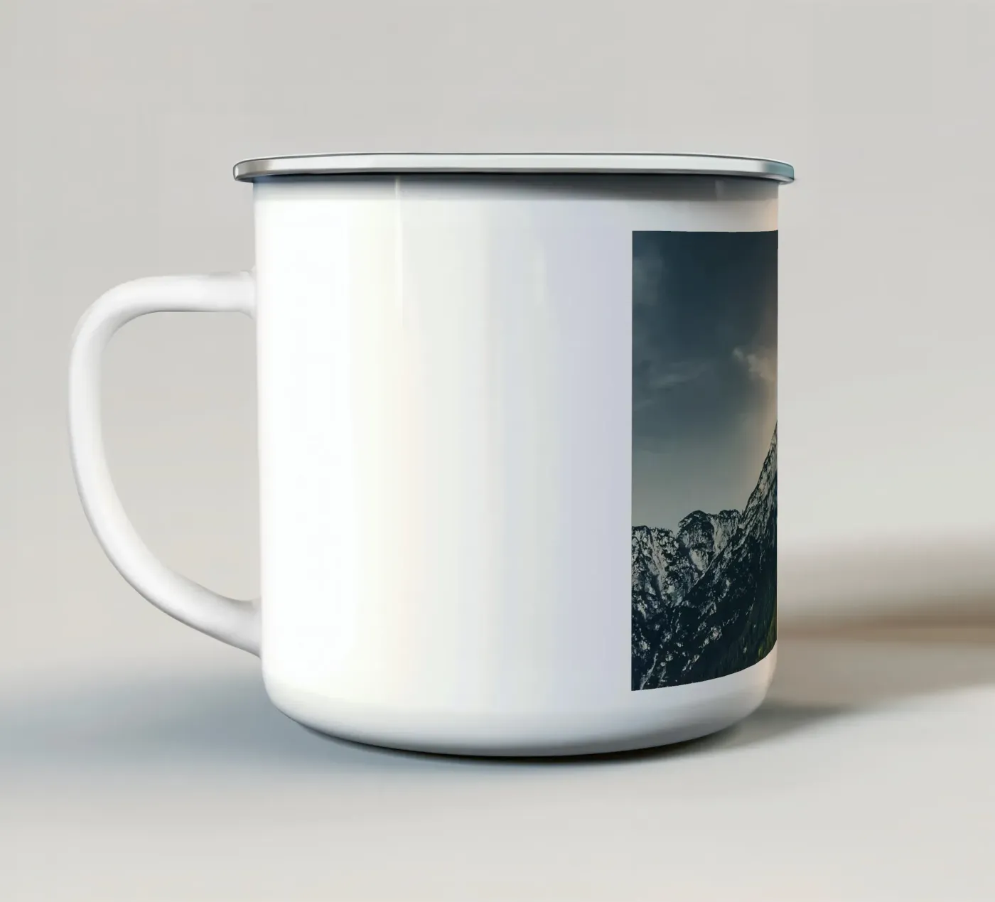 Dramatic Mountain enamel mug by Matthew Katz