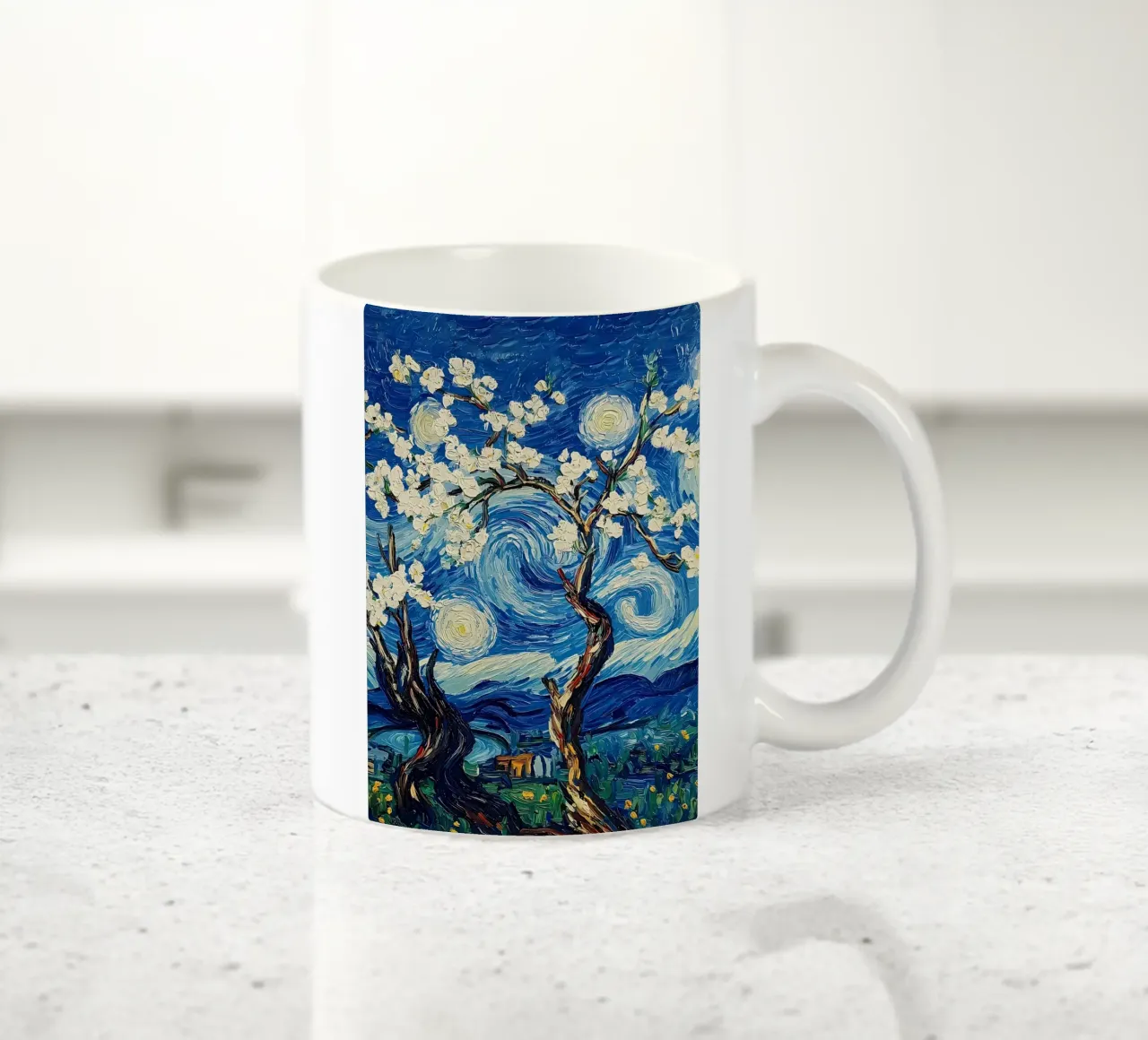 Notte stellata Fiori di mandorlo tazza in ceramica da Adrian Patel