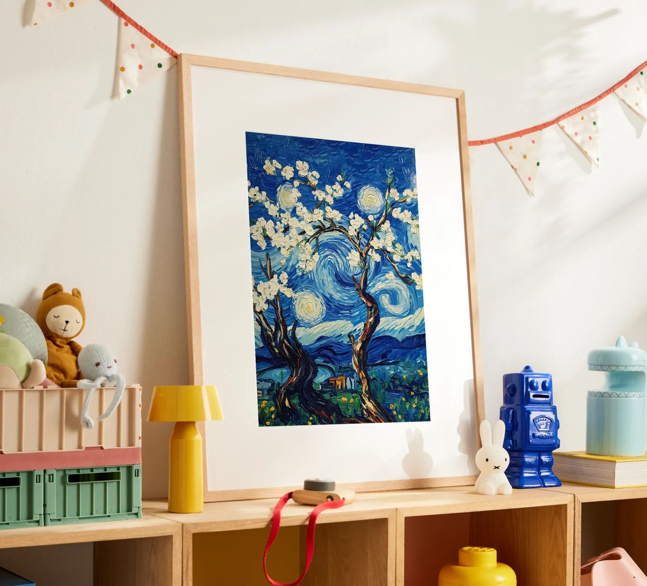 Starry Night Mandelblüten Poster von Adrian Patel