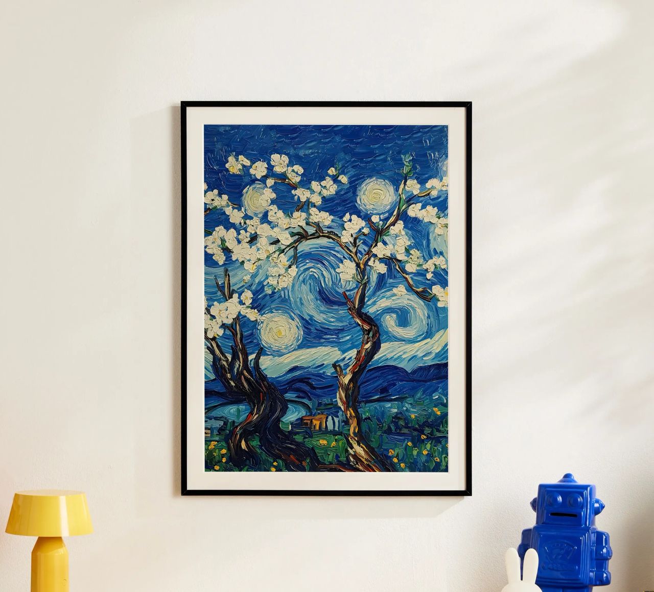 Starry Night Mandelblüten Poster von Adrian Patel