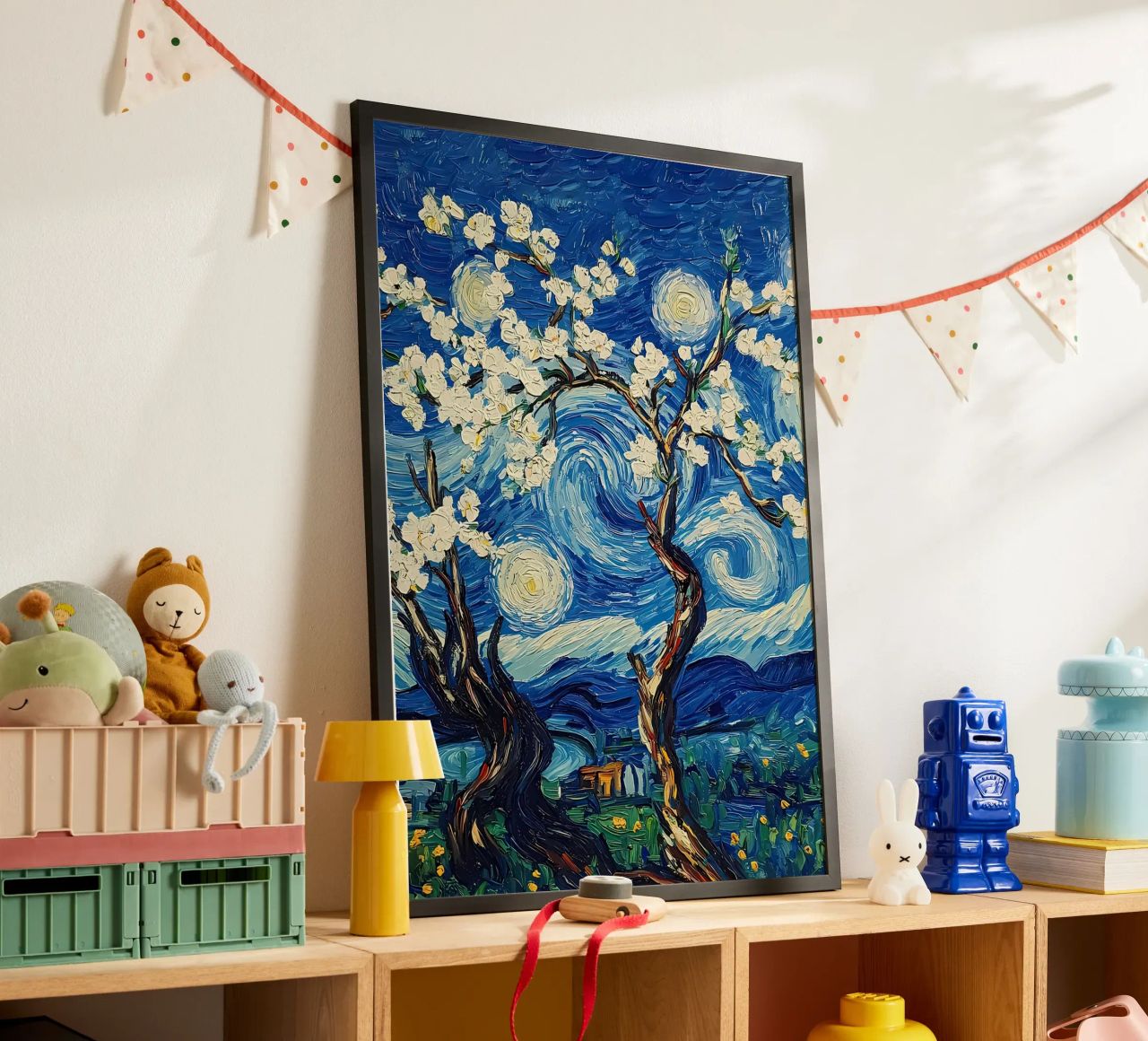 Starry Night Mandelblüten Poster von Adrian Patel