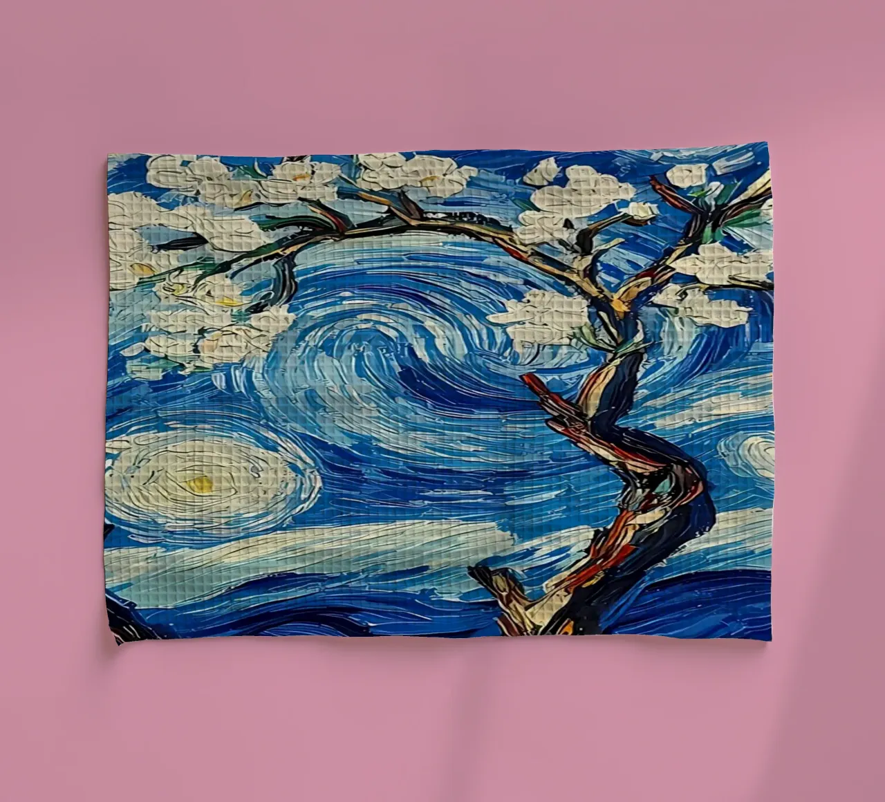 Notte stellata Fiori di mandorlo canovaccio da cucina da Adrian Patel