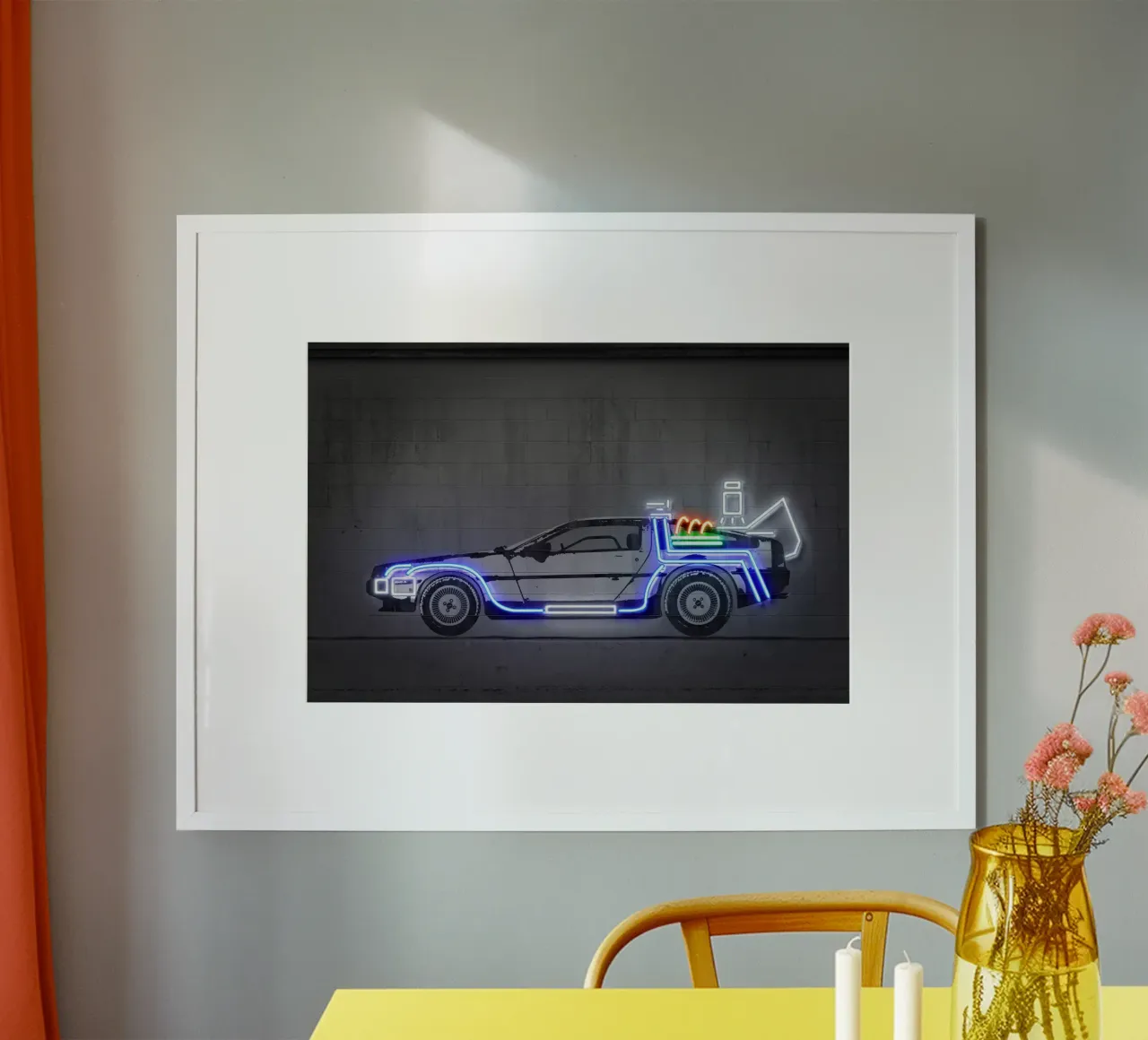 Delorean poster con telaio in legno da Octavian
