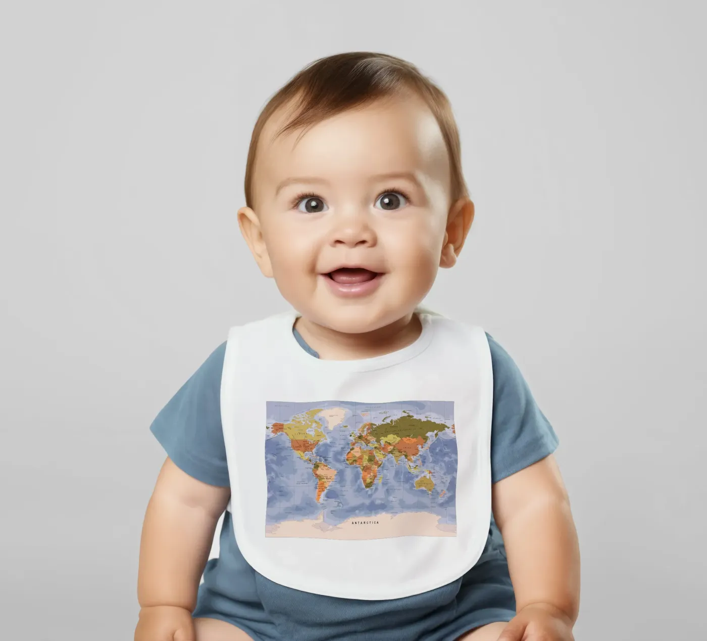 Wereldkaart baby slabbetje van Aiden Garcia